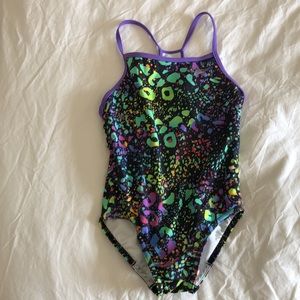 Girls 8 neon leopard print Speedo